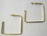 Brinco argola folheado a ouro c/ formato quadro