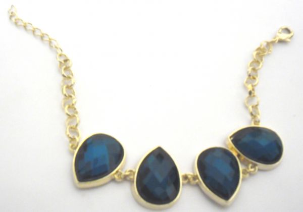 Pulseira folheados com pedras em vidro verde